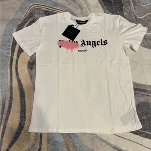 Palm Angels Pink Graffiti Miami White T-Shirt Size Medium or Large